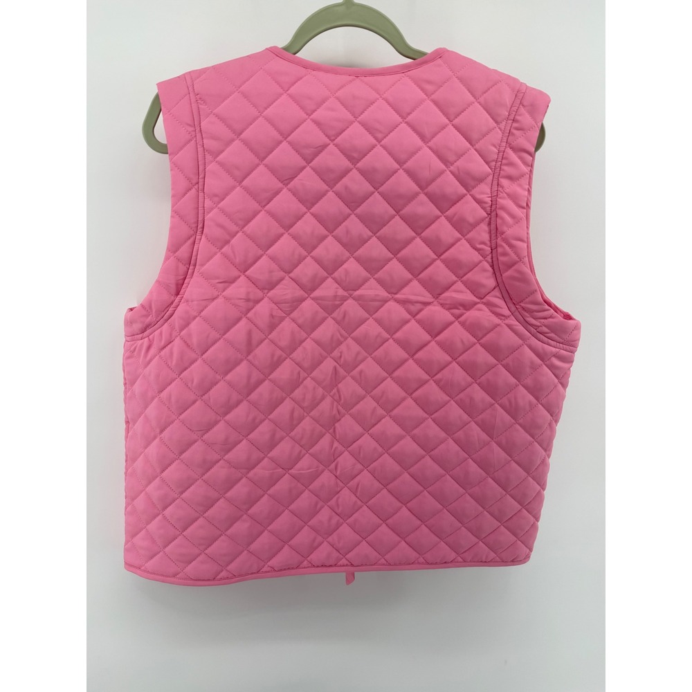 Jess Lea Women's Large Twila Quilted Tie Vest Pink Diamond Pattern Sleeveless - Picture 5 of 9